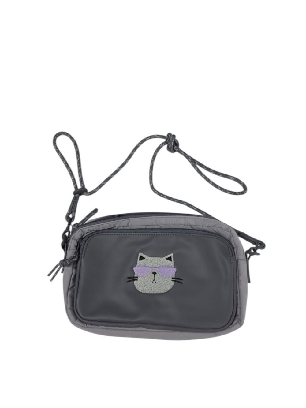 Thirtyone Cool Cat Crossbody Bag, Grey, Travel, Cat Embroidery